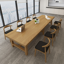 Solid wood conference table long table long strip large simple modern office table and chair combination training negotiation Workbench