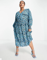 Direct mail UK 2022 autumn and winter new large - yard womans V - collar garden wind - shredded dress wrapped