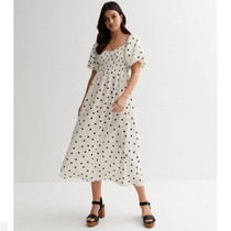 Straight Post UK 2023 new womens dress Poldot ladies wind short sleeve dress