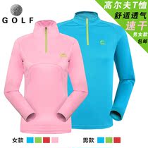 golf long sleeve T-shirt jerseys Womens Spring and Autumn golf quick-drying T-shirt stand collar clothes couple top sports uniform