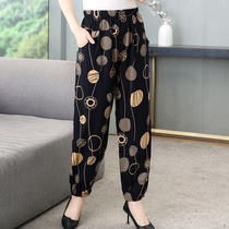 Cotton Silk Loose Big Code Mom Home Pants Middle Aged Mom Light Cage Pants Seniors Summer Casual Sleeping Pants Thin