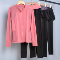 Big Code Yoga Suit Suit Woman Loose Speed Dry morning Run tracksuit Three sets of autumn and winter gym Running speed dry clothes