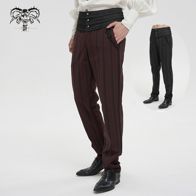 taobao agent Small Pockest Devil Fashion Demon Fashion Men's Retro Gothic Striped Mid -high waist trousers