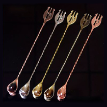 304 Stainless steel bar spoon Fine thread Japanese style bartending stir stick Angel Golf bar spoon F fork bar spoon Bartending spoon