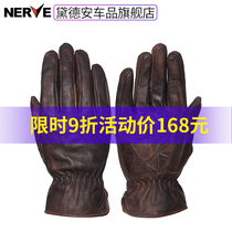 NERVE Nev Retro Gloves Men And Womens Four Seasons Motorcycle Racing Khale Bull Leather Gloves Anti-Fall Summer
