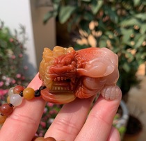 Yang Yujia Natural Huanglongyu Fu Lu Shou three-color Yin and Yang eyes ears and feet overlord big pendant certificate New