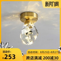 Nordic all-copper crystal aisle corridor lights living room Creative led light luxury porch into the cloakroom copper ceiling light