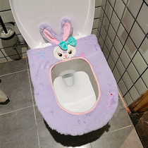 Cute cartoon toilet pad home waterproof universal Velcro plush toilet pad winter warm toilet seat