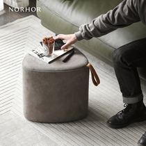 Nordic expression BLOCK fabric leather handle round Pier modern simple low stool seat seat stool change shoe stool