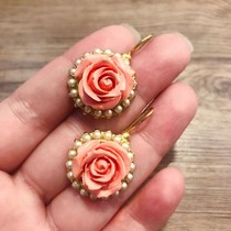 Artist jewelry three-dimensional rose pearl ear hook