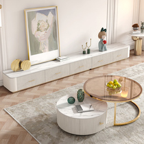 TV Cabinet Small Household Type Minimalist Modern Living Room Home Telescopic Rock Board TV Enclosure Light Lavish Tea Table Combined Terrace