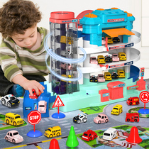 Interesting children multi-storey parking lot car adventure puzzle boys and girls Fire rail car toys