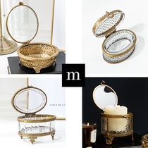  Mia home furnishing imported European-style court net red brass carved jewelry box Retro light luxury glass necklace jewelry box