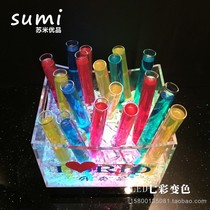 Bar luminous test tube cup holder wine rack KTV cocktail test tube rack creative colorful LED rechargeable ice bucket beer barrel