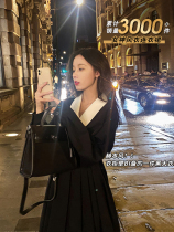 Plum cooked with original retro temperament goddess Coloured collar dress with dress in dress with 100 pleats 2022 2022 pleats