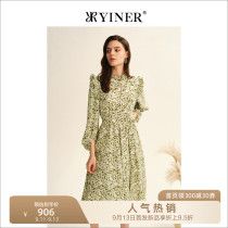 YINER Sound Mall same womens 2022 autumn new ruffled French floral dress