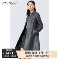 YINER womens 2021 autumn new long sheep leather leather jacket