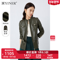 YINER womens 2021 autumn new fashion foreign style commuter round neck loose leather clothing