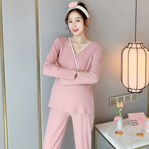 Pregnant women autumn clothes and trousers set pregnancy thermal underwear postpartum lactation pajamas Moon Clothing Spring and Autumn Winter cotton sweater