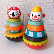 New infant layered stack ring rainbow tower rattle tumbler early education educational toy 01-2 years old
