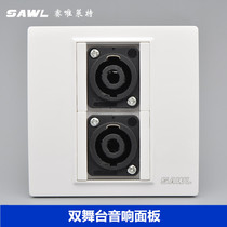 Two Ohm head microphone socket type 86 concealed multimedia two position double Port four core stage sound wall panel