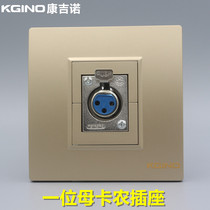 Champagne Gold 86 Type Single Mother Canon Socket Gold Big Three-Core Mother Head Carnon Mic Microphone Panel