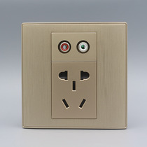 Type 86 drawing gold five-hole power supply with audio socket AV Lotus red and white audio panel power wall panel