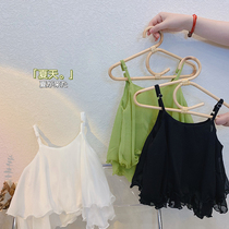 Childrens clothing Girls summer clothes camisole 2021 new childrens chiffon crimped top baby foreign style doll shirt