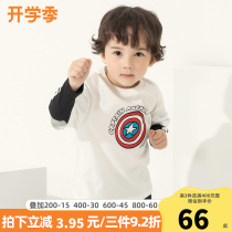 Balabala boys T-shirt 2021 autumn new children Base shirt cartoon fake two 201321100103
