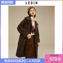 (Shopping mall same) Lepachi long check flower tweed coat 2020 winter New woolen coat C2AAA4401