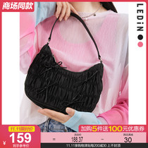 (Shopping mall with) Hand bag 2021 spring new bow wrinkled underarm bag C9YFB2103