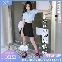 Le Cho temperament pleated skirt 2021 summer new womens new rivet pleated skirt design sense short skirt