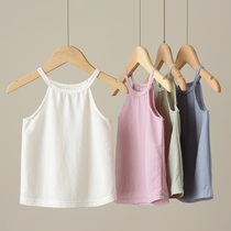 Wormwood anti-mosquito series children bamboo fiber solid color suspender Girls thin vest with summer clothes