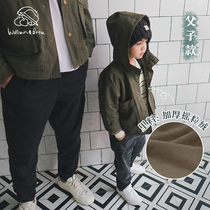 Xiaosin and Beta-this issue of ZUI thick father and son fleece ~ tough tooling wind hooded childrens windbreaker