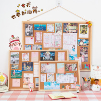 Hanging Cork Photo Wall student desktop reminder decorative wooden frame background wall non-perforated photo hanging wall