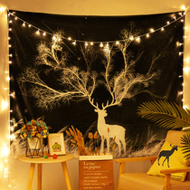 Nordic elk pendant creative wall hanging girl heart bedroom bedside wall background wall decoration fabric pendant