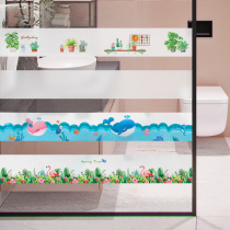 Glass door sticker Creative office glass sliding door anti-collision strip waist line Personalized bathroom hygiene room glass sticker