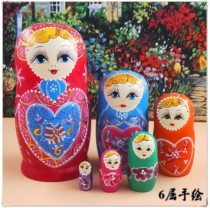 Russian doll hand-painted discoloration 6-layer boutique formaldehyde-free gift toys ornaments 1176