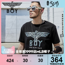 boylondon black short-sleeved mens 2021 summer new fashion eagle printing T-shirt B212NCX02102