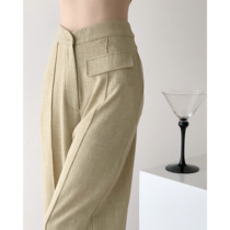 ICTS expectations oats black liang se ru V-shaped waist high waist wide leg pants trousers