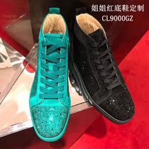 2021 new item clpj high-top rhinestone mens shoes couple red shoes crystal shoes green diamond black diamond plate shoes womens tide