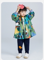 Martins childrens dress for boys and girls 2023 Spring Clothing New Childrens theme printed outline of wind - defense coat