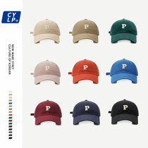 High quality P Alphabet Embroidery Soft Top Baseball cap Mens curved eatery Korean version ins Supper 100 Lapped Four Seasons Duck Tongue Cap Woman