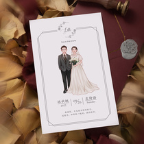 Invitation design hand-painted illustration wedding invitation cartoon invitation wedding custom wedding wedding banquet French invitation special paper