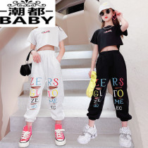 Girls summer clothes suit 2022 new ocean gas girls CUHK children sports short sleeves Two sets of Korean version fried street boomer