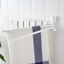 (Collection) Japan KM 579 Adhesive Spindle Towel Hanger Three or Four Rods Optional 180 Rotation