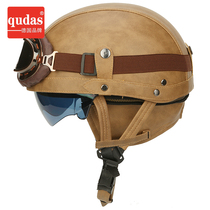 Germany qudas Qidas four seasons mens and womens Harley vintage electric motorcycle helmet Motorcycle half helmet leather collar