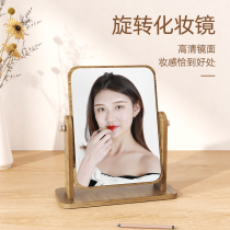 Cosmetic mirror bedroom multi-functional foldable portable dresser retro-wooden mirror student dorm network red mirror