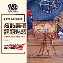 US imported HB western cowboy waist bag shoulder bag pimp along the edge super soft cowhide western giant harness shop