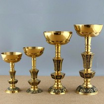  Buddha Buddhist pure copper lamp Edible oil Changming lamp ghee lamp holder Lamp holder 10 inch Lotus Wangcai copper bowl oil lamp
